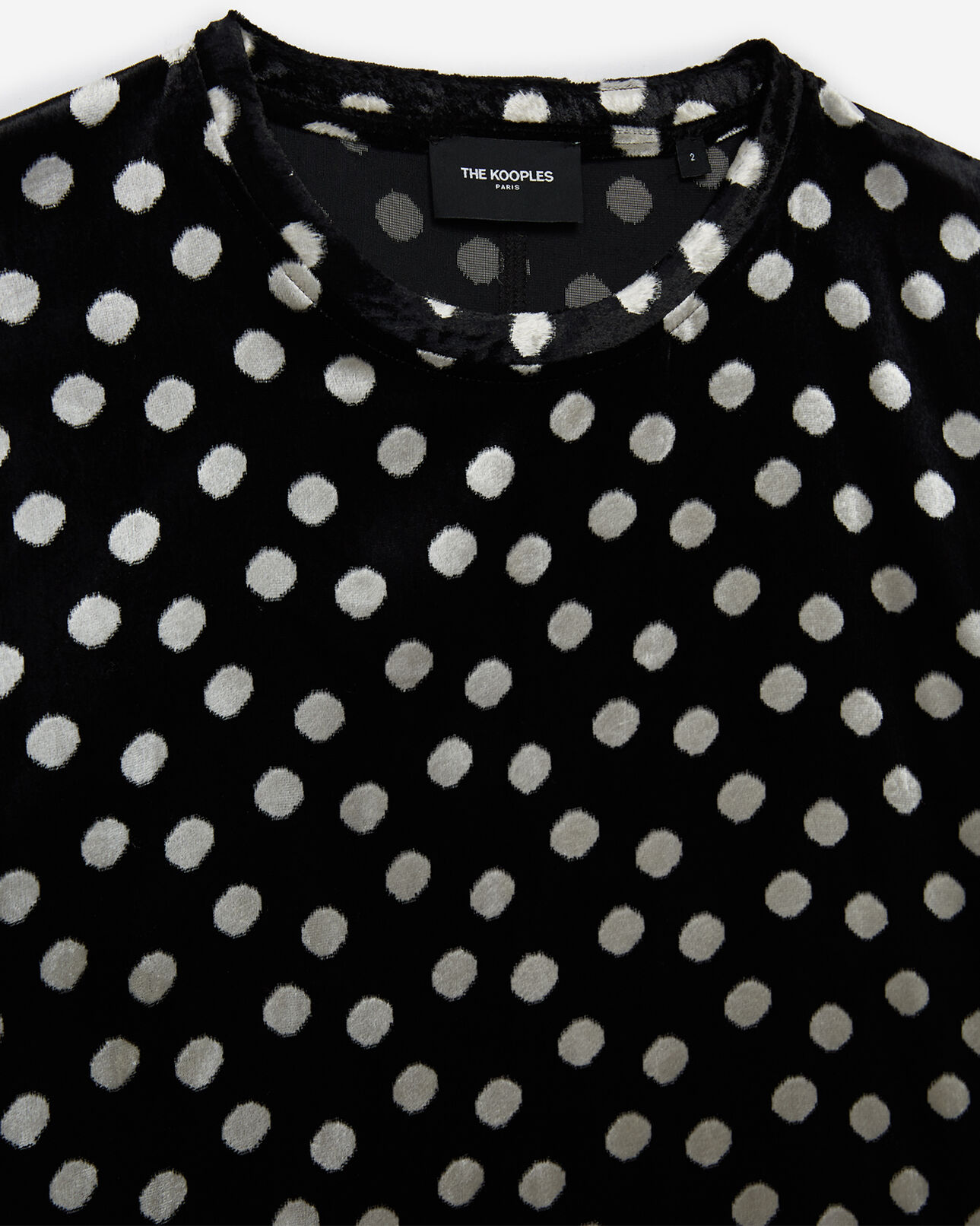 The Kooples WOMEN BLACK black velvet top with white polka dots