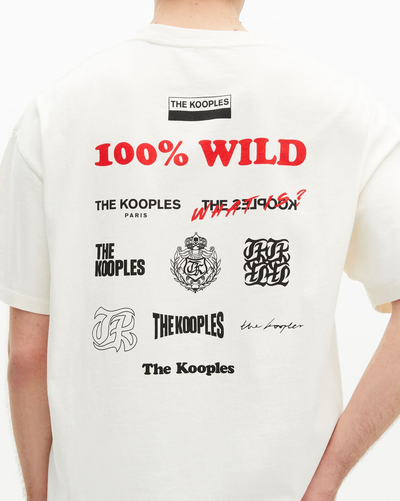 The Kooples HERREN ECRU ecrufarbenes t-shirt mit 100% wild-siebdruck