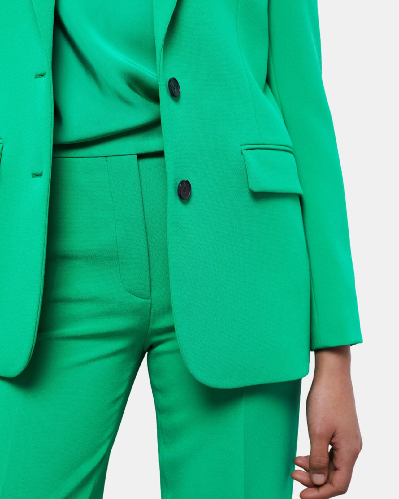 The Kooples FEMME GREEN veste tailleur verte en crêpe