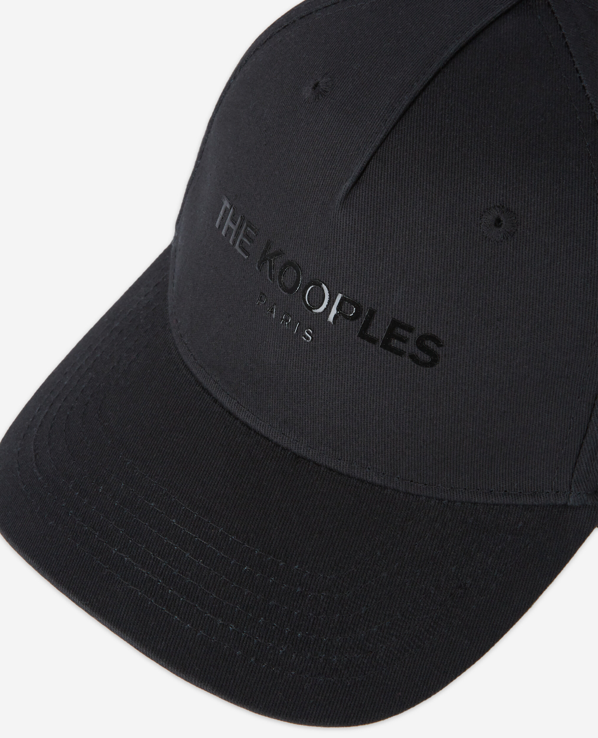 Black cotton cap with tone-on-tone logo, BLACK, hi-res image number null