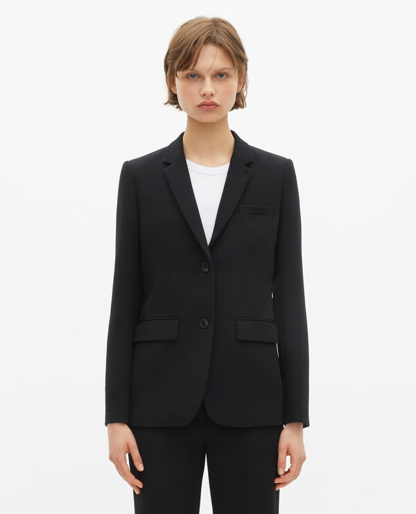 The Kooples WOMEN BLACK black crepe tailored jacket, structured cut