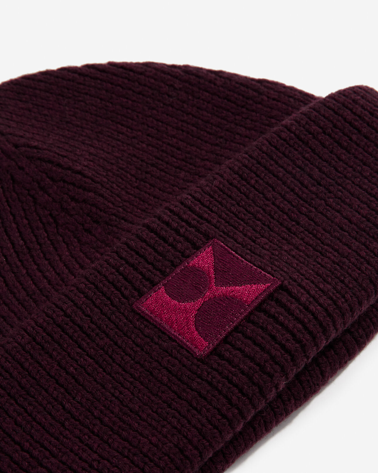 The Kooples MIXTE BURGUNDY bonnet laine bordeaux à patch brodé k