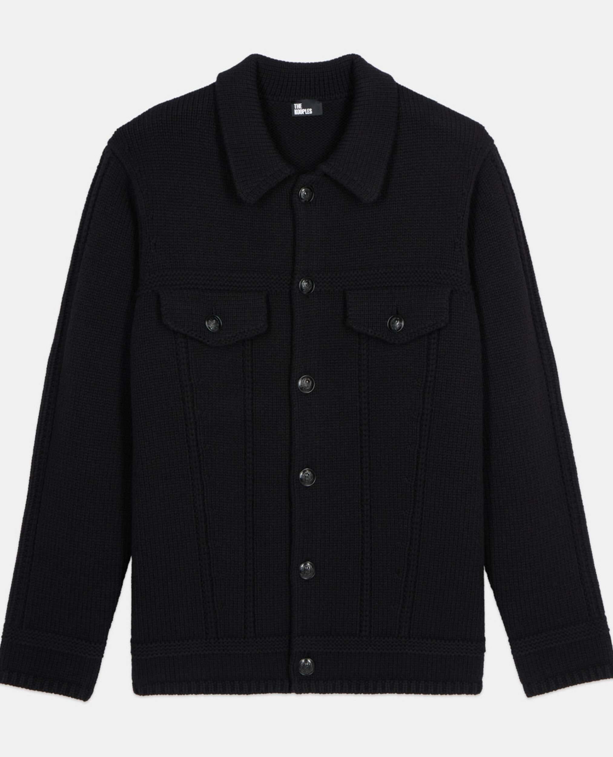 Black wool cardigan , BLACK, hi-res image number null