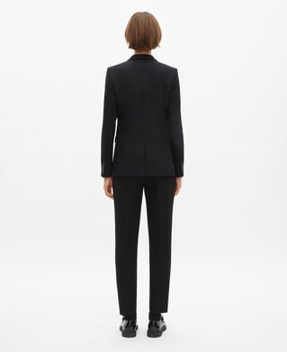 The Kooples FEMME BLACK veste tailleur en cr&ecirc;pe noire coupe structur&eacute;e
