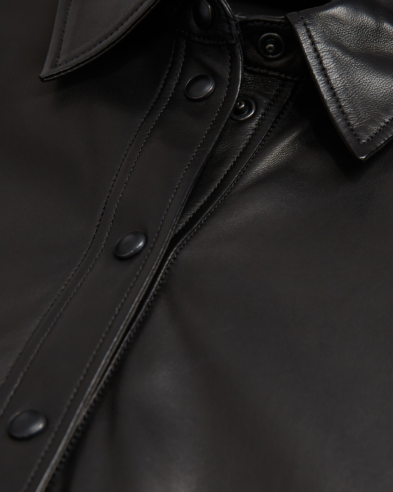 Chemise en cuir noire, BLACK, hi-res image number null