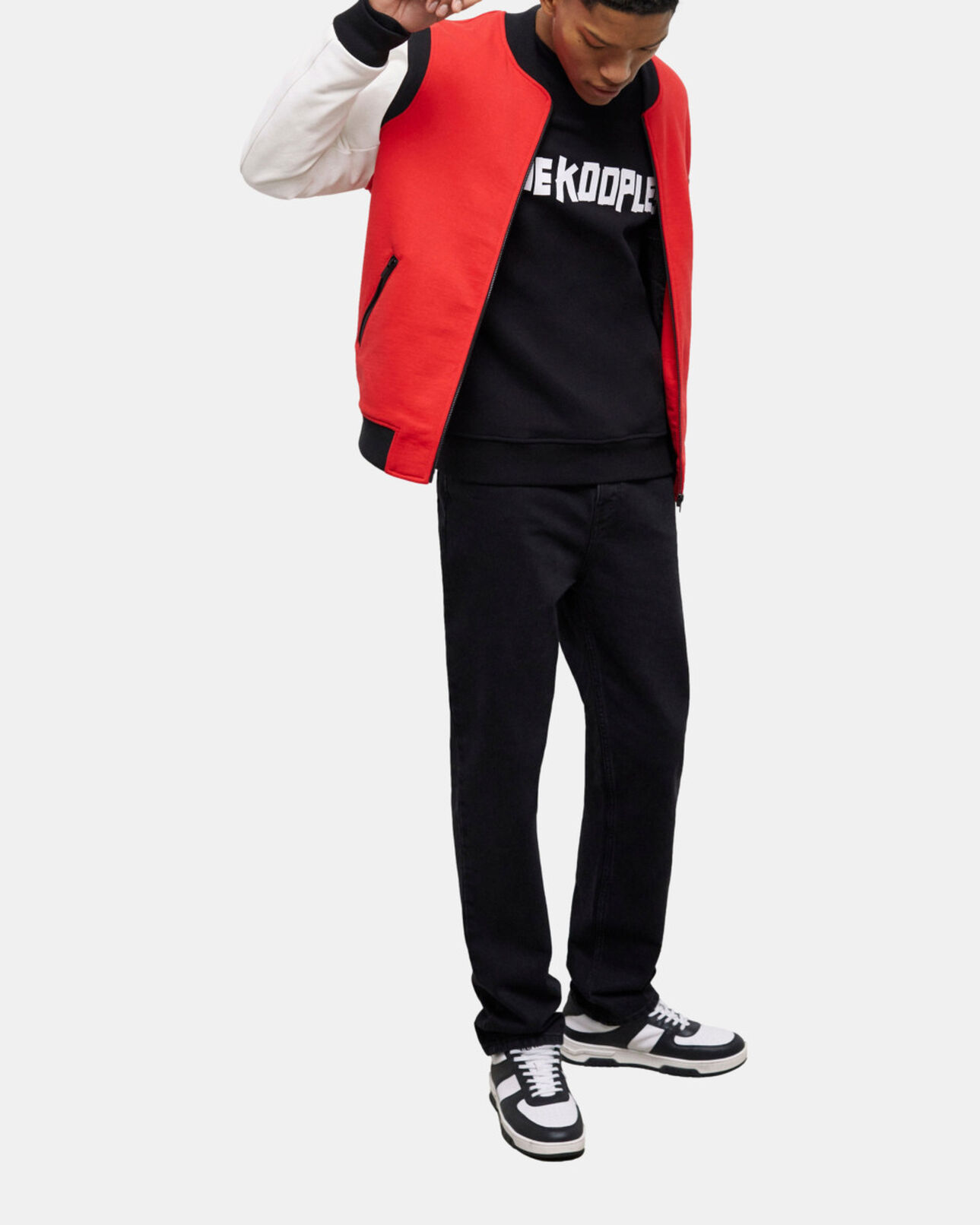 The Kooples MEN RED / WHITE embroidered leather jacket
