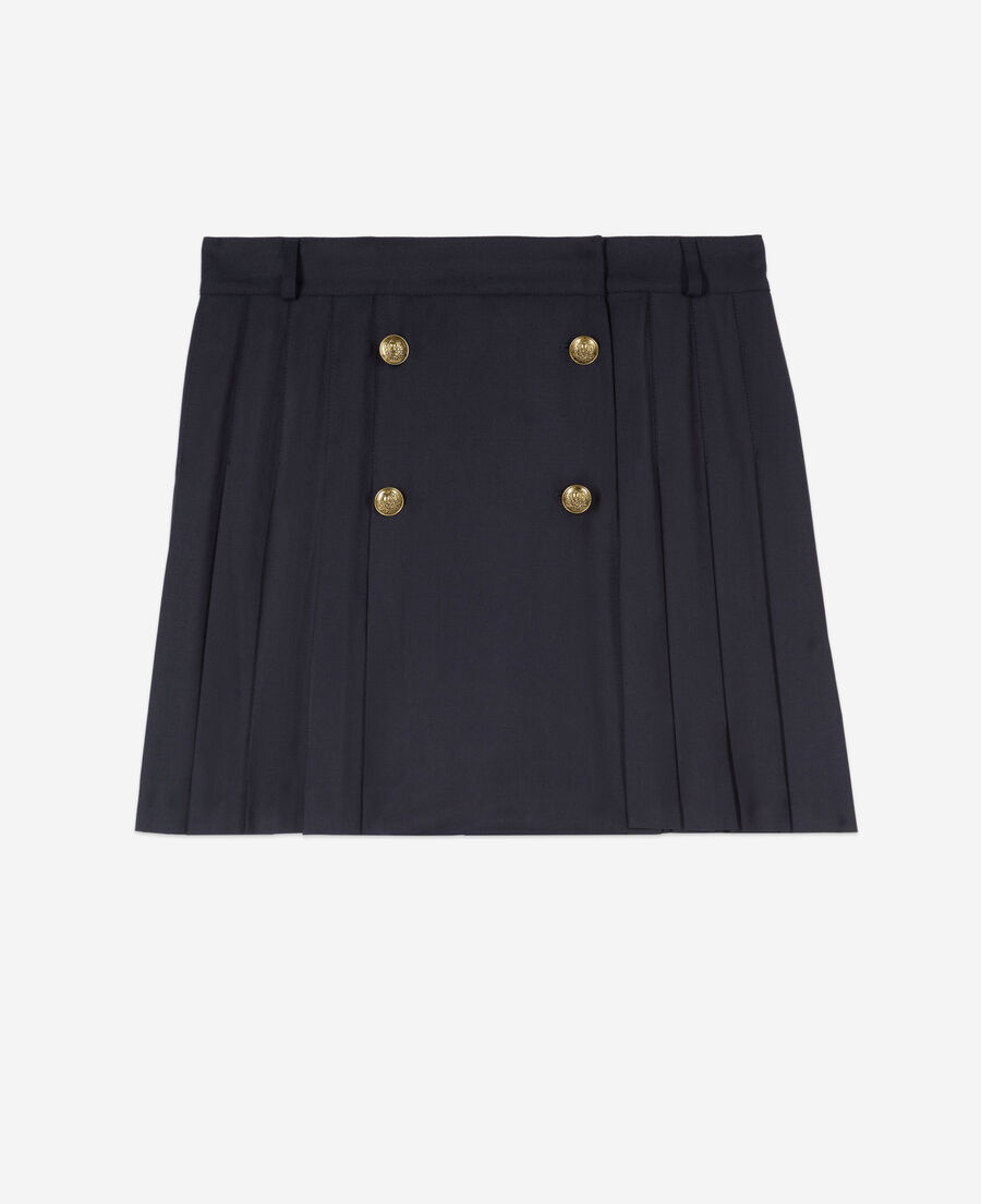 The Kooples F DARK NAVY short navy blue pleated skirt