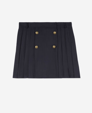 The Kooples F DARK NAVY short navy blue pleated skirt