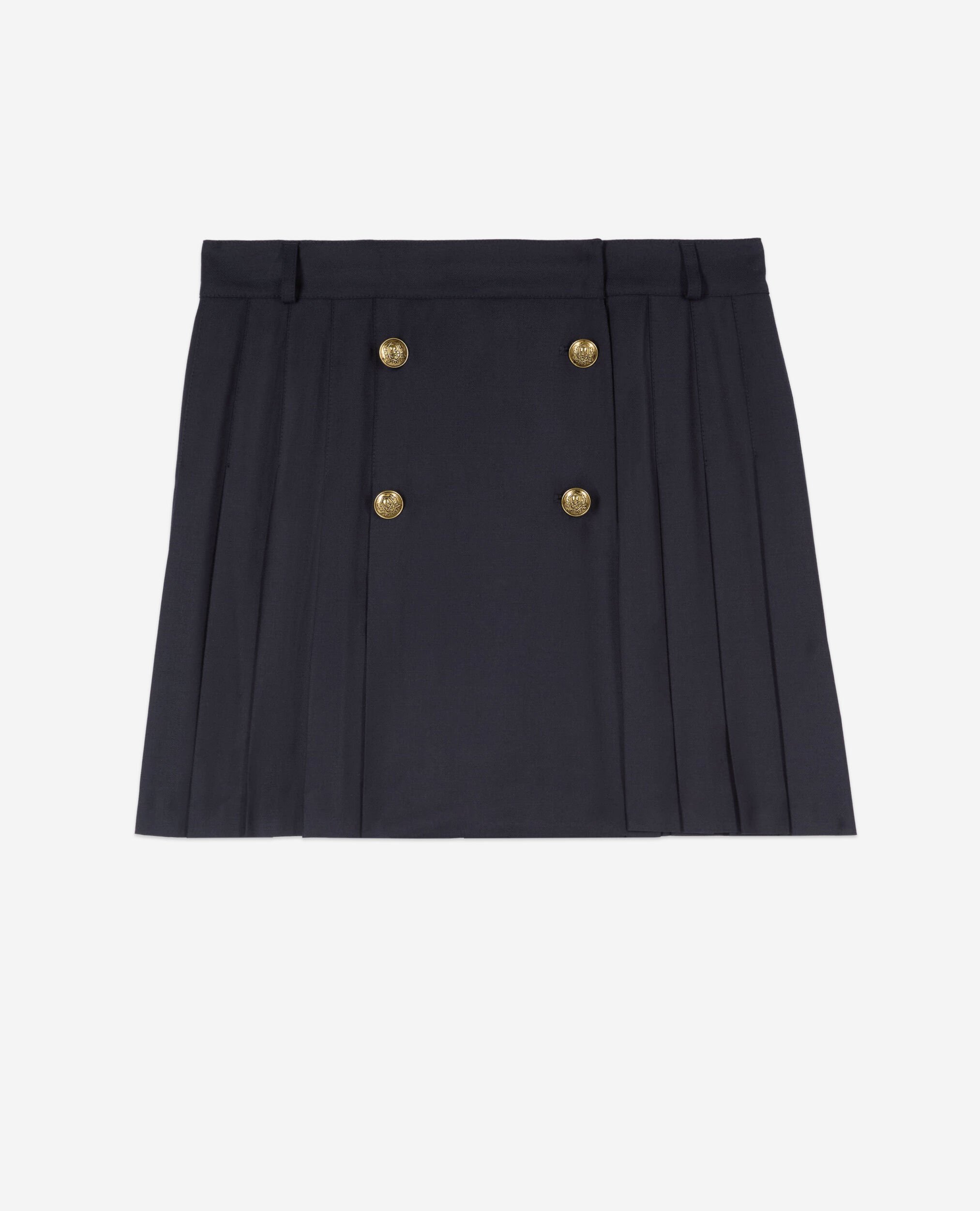 Short navy blue pleated skirt, DARK NAVY, hi-res image number null