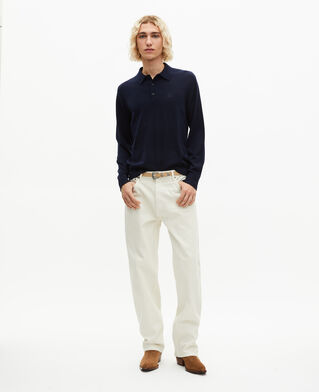 The Kooples HOMME NAVY pull col polo en laine mérinos marine