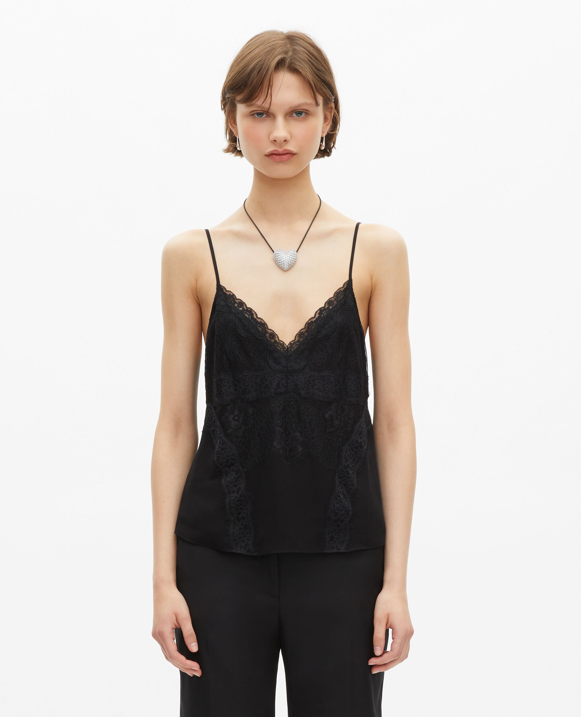 Black lace camisole, BLACK, hi-res image number null