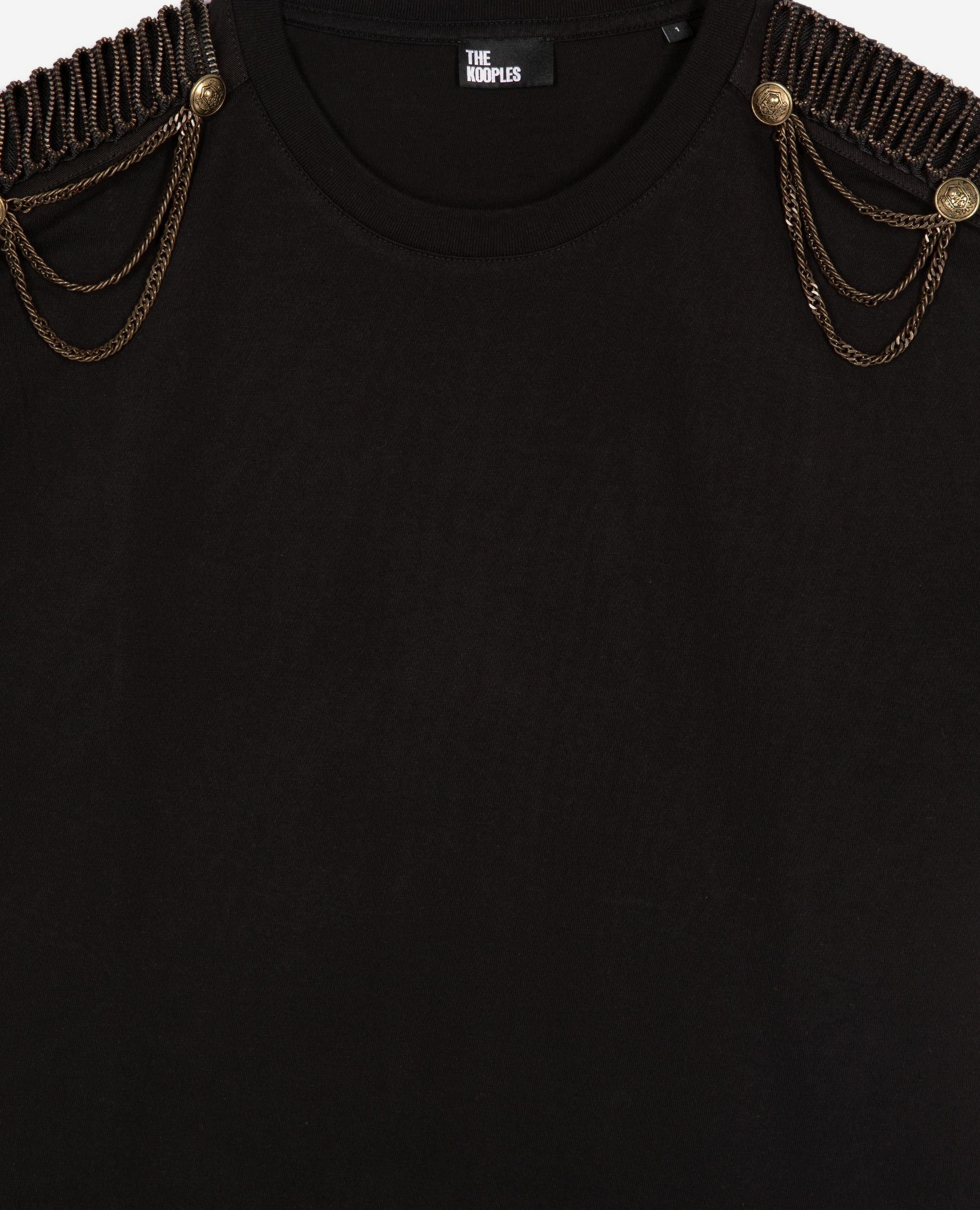 Short black dress with shoulder pads, BLACK WASHED, hi-res image number null