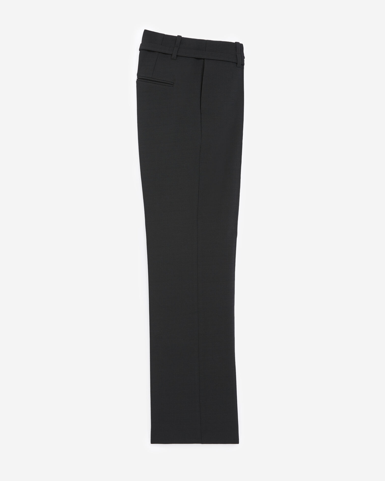 Straight-cut black suit trousers with belt, BLACK, hi-res image number null