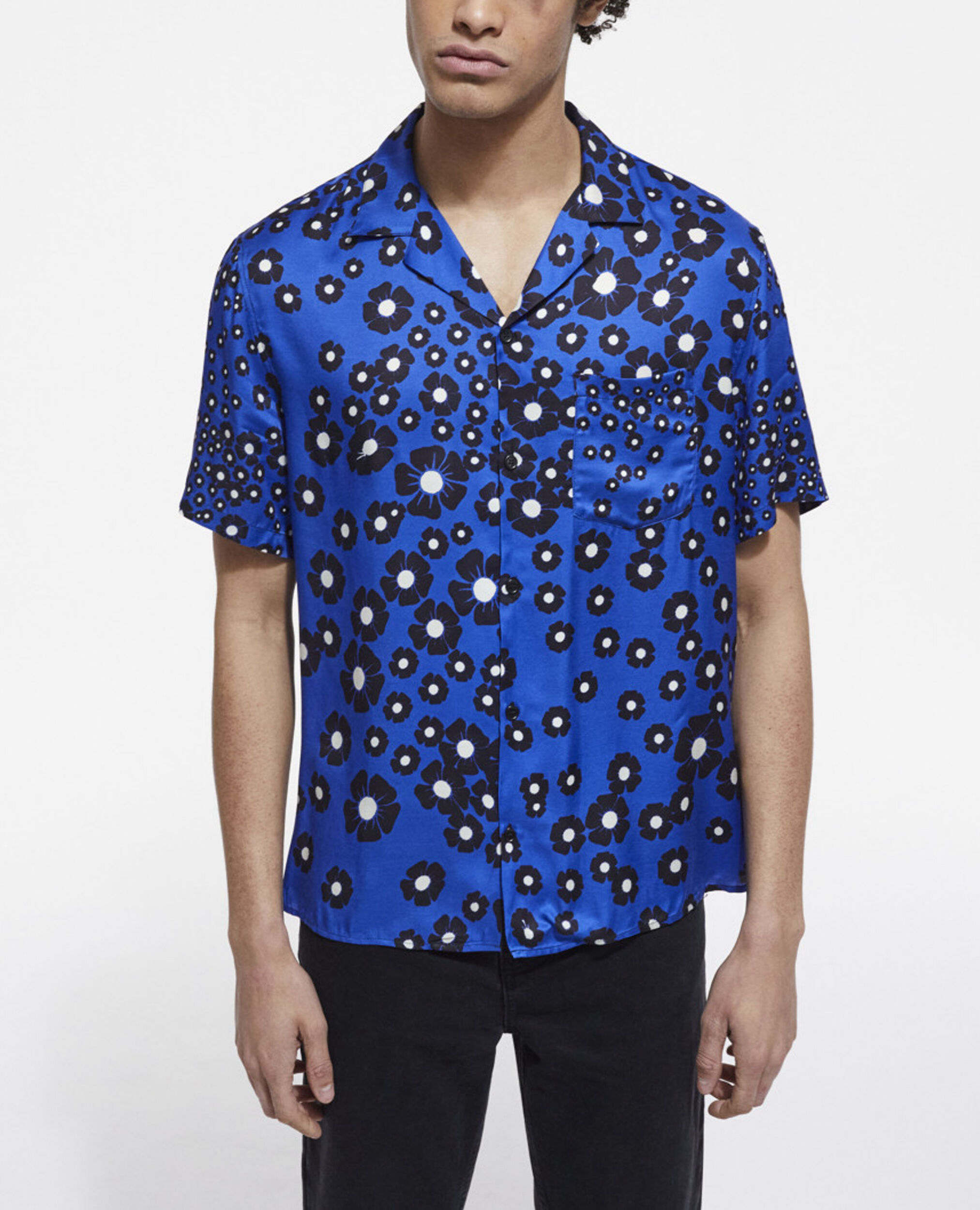Floral hawaiian collar shirt, NAVY / BLACK, hi-res image number null