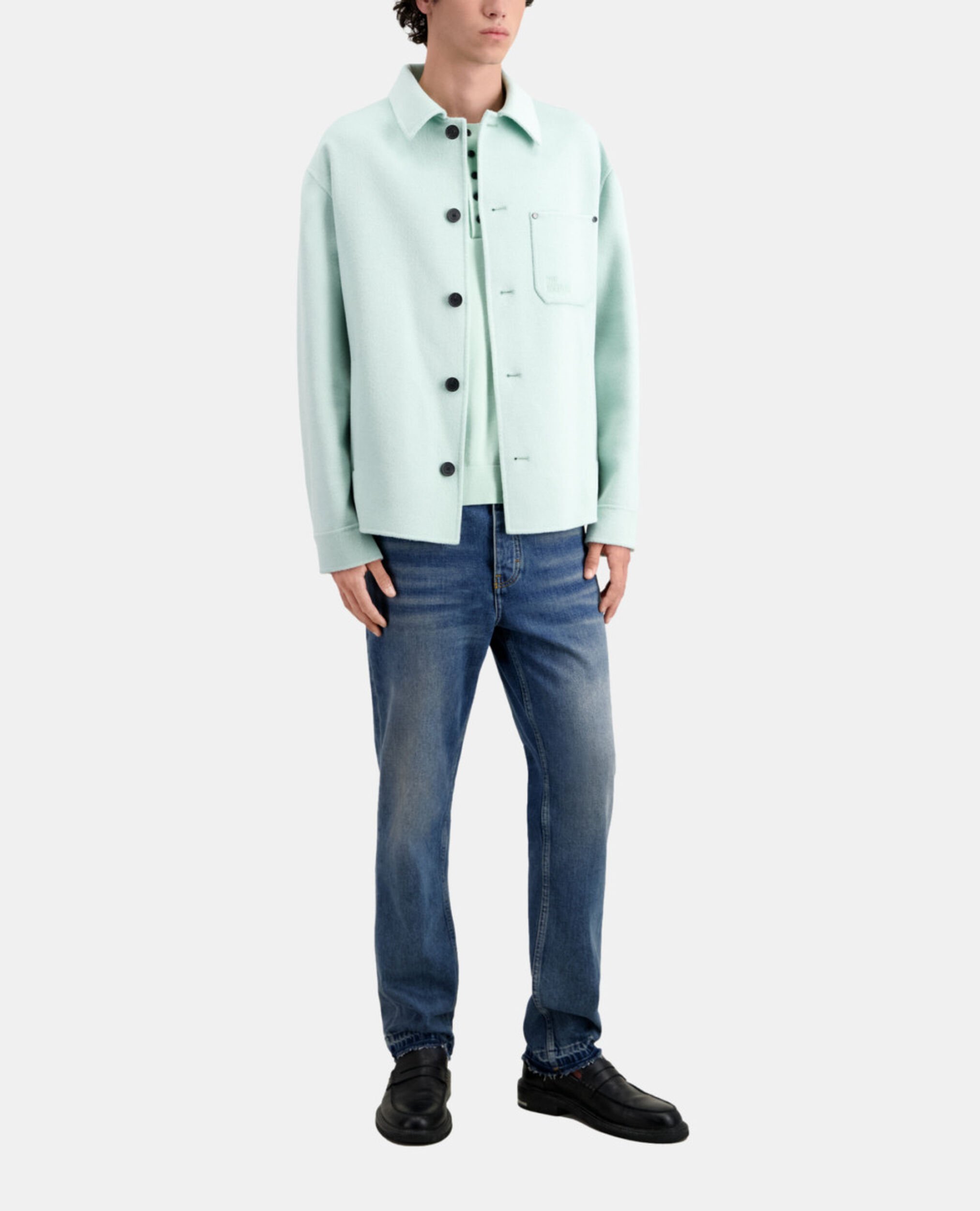 Green wool overshirt style jacket, OCEAN, hi-res image number null