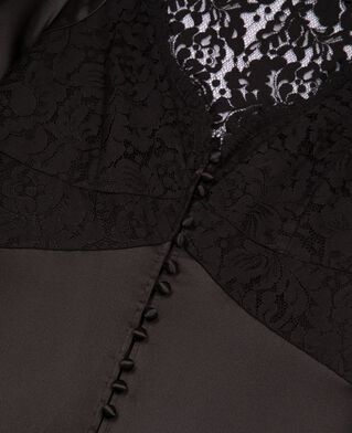 The Kooples WOMEN BLACK silk maxi dress with black lace