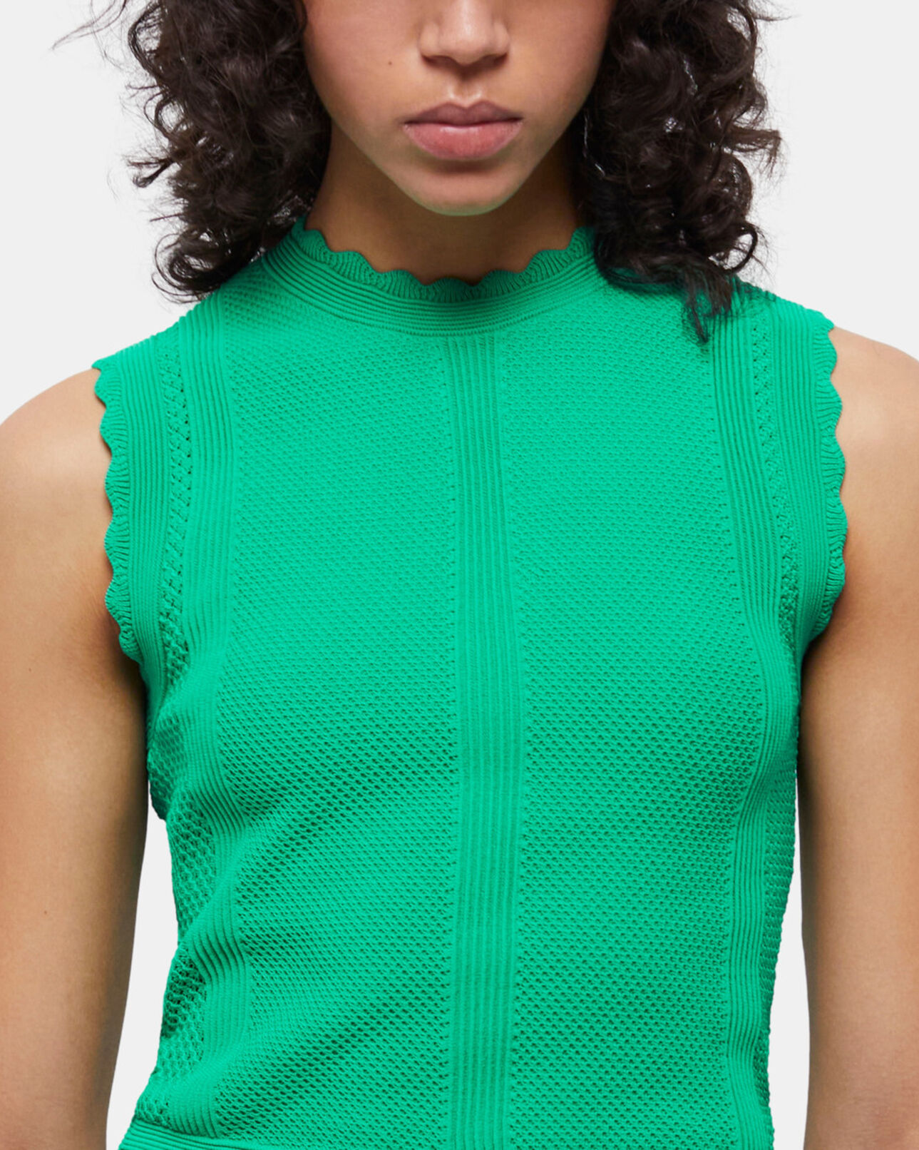 The Kooples WOMEN GREEN green short openwork knit top