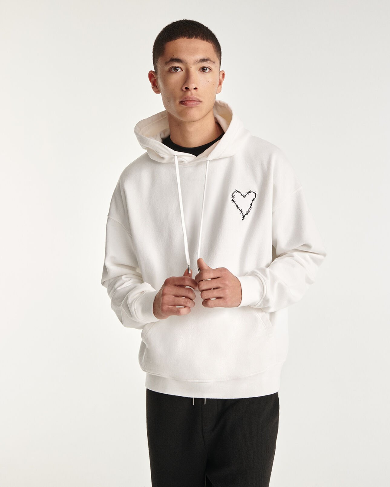 The Kooples HERREN ECRU weißes sweatshirt mit kapuze