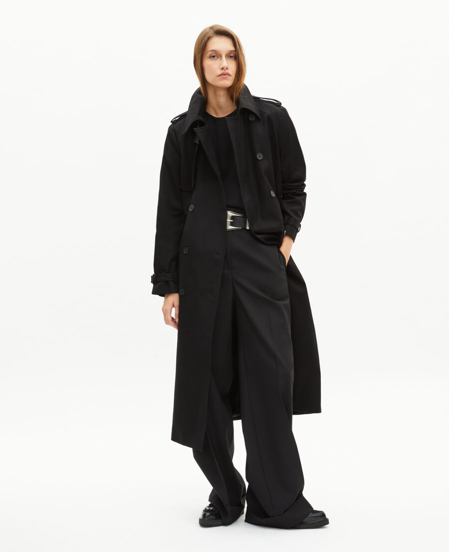 The Kooples FEMME BLACK trench long en coton noir