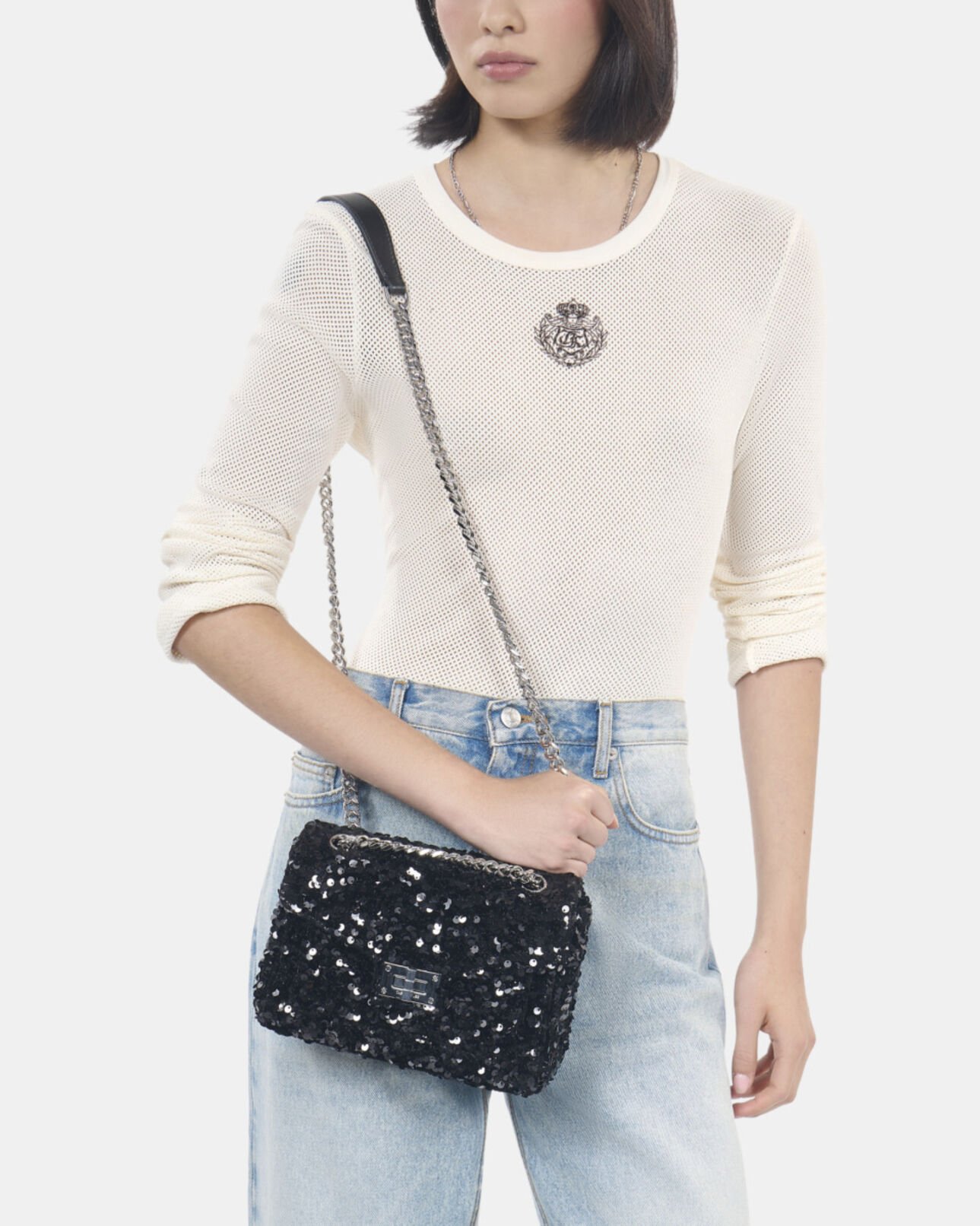 The Kooples FEMME BLACK sac emily soft à sequins noir