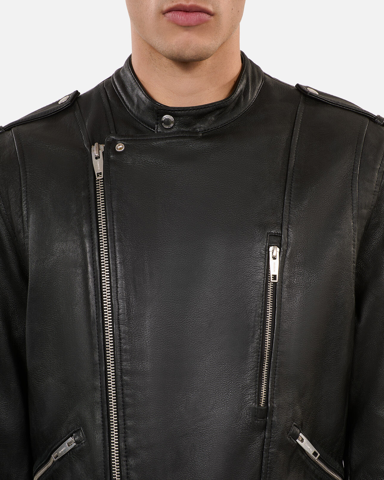 The Kooples MEN BLACK black leather biker jacket