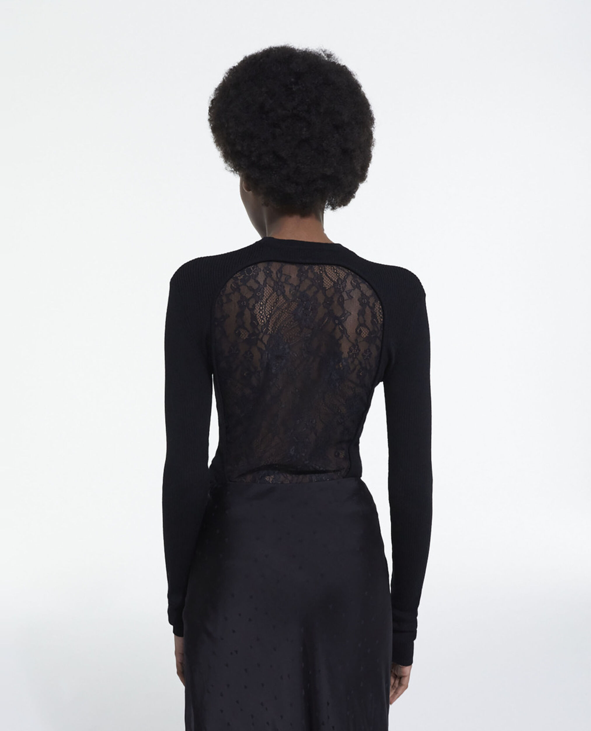 Black wool sweater, BLACK, hi-res image number null