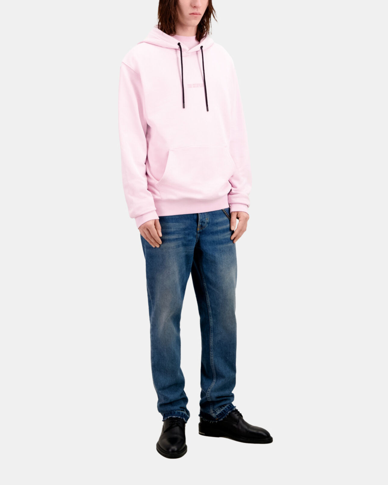 The Kooples HOMME PALE PINK sweatshirt à capuche rose avec logo