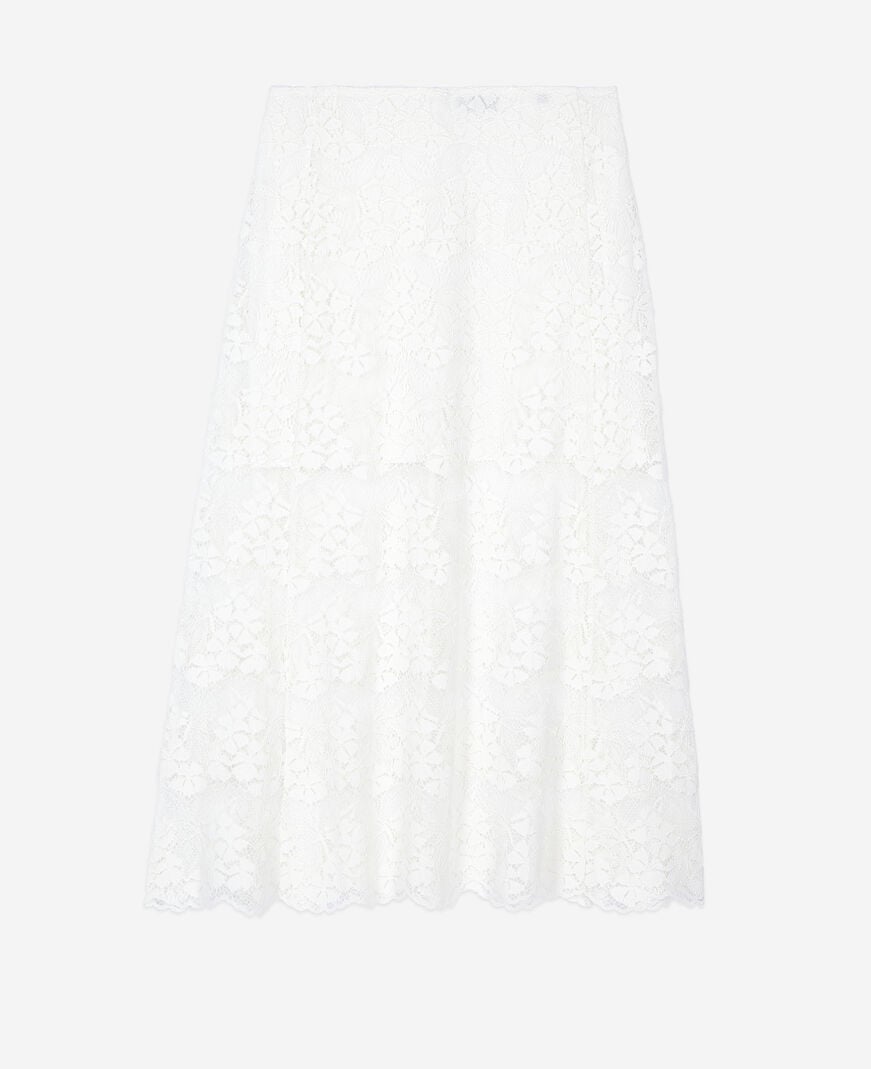 The Kooples FEMME ECRU jupe longue en dentelle écrue