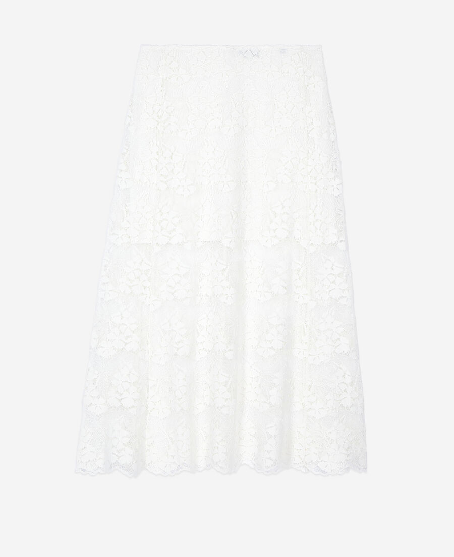 The Kooples DAMEN ECRU ecrufarbener, langer rock mit spitze