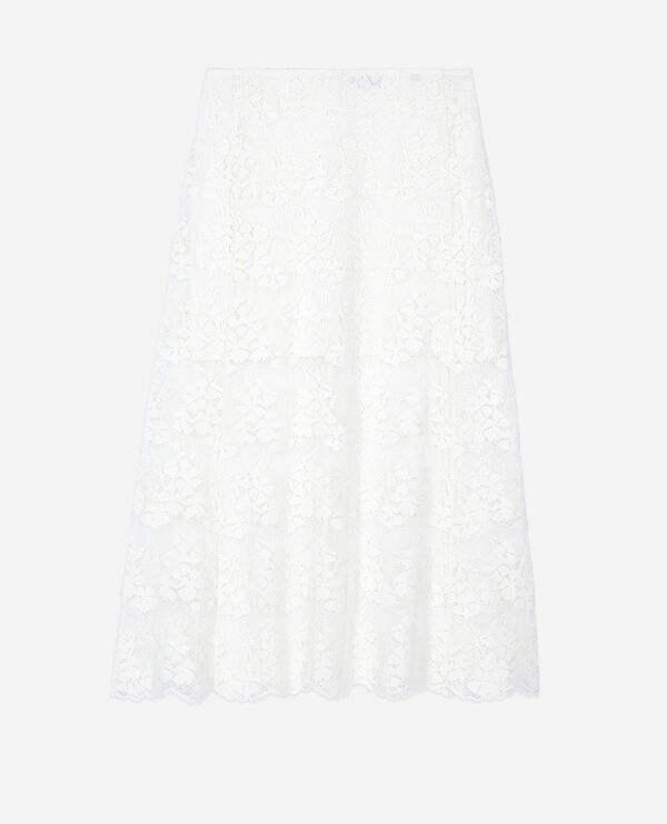 The Kooples FEMME ECRU jupe longue en dentelle écrue