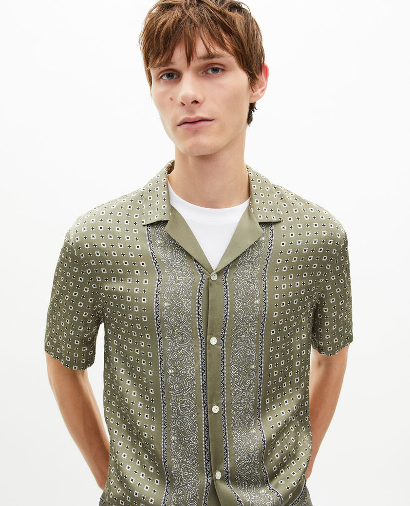 The Kooples HOMME FORET chemise manches courtes imprim&eacute; bandana kaki