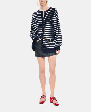 The Kooples WOMEN WHITE / BLUE striped wool cardigan 