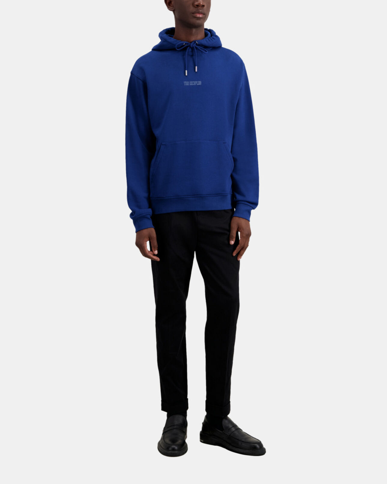 The Kooples MEN ROYAL BLUE - DARK NAVY bright blue logo hoodie