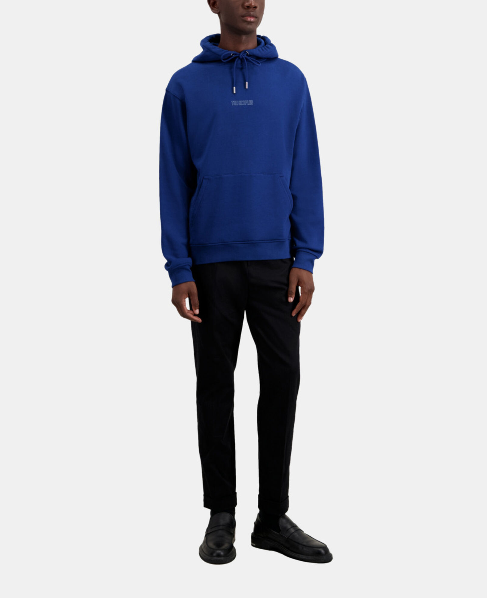 The Kooples MEN ROYAL BLUE - DARK NAVY bright blue logo hoodie