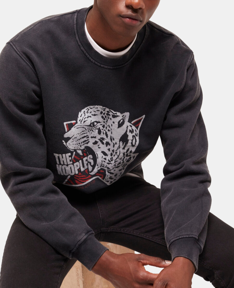 sweatshirt sérigraphié tigre noir