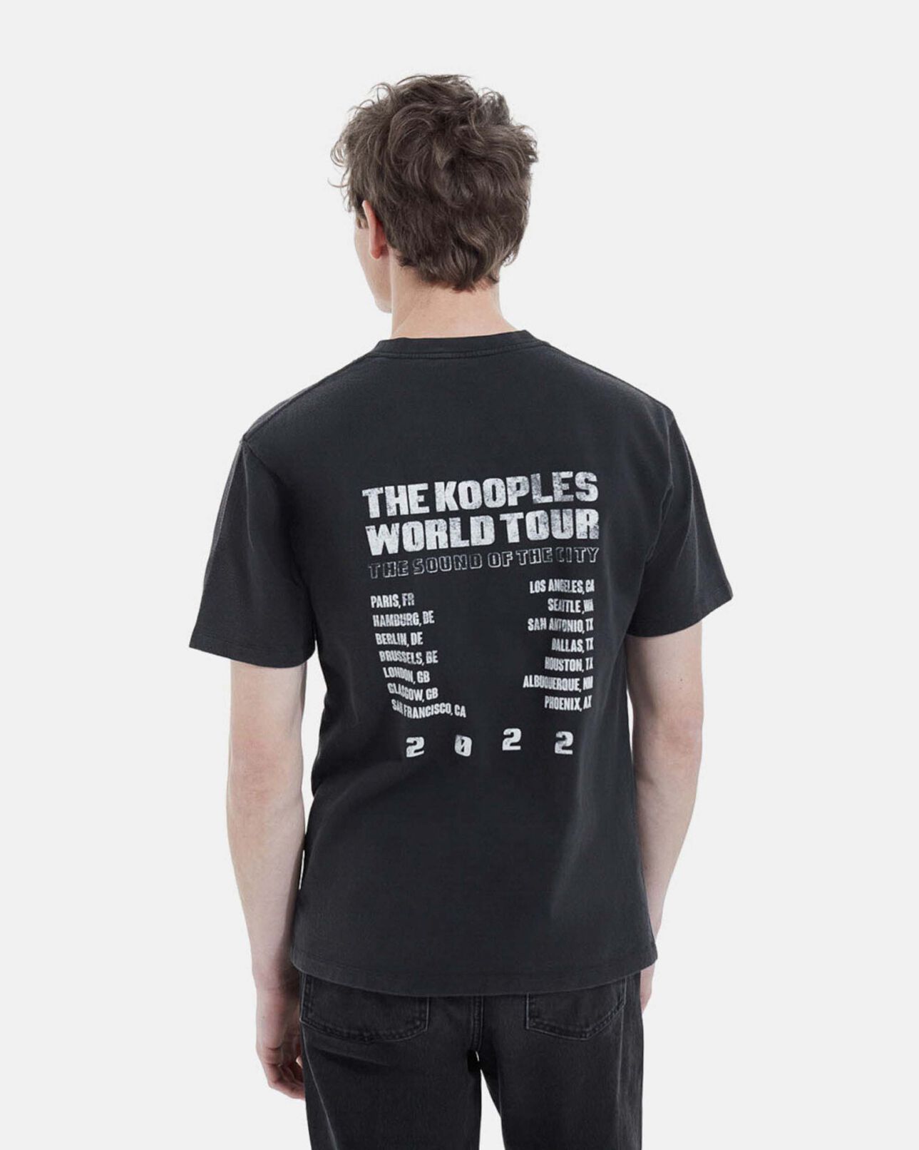 The Kooples HOMBRE BLACK WASHED camiseta negra logotipo desgastada algodón