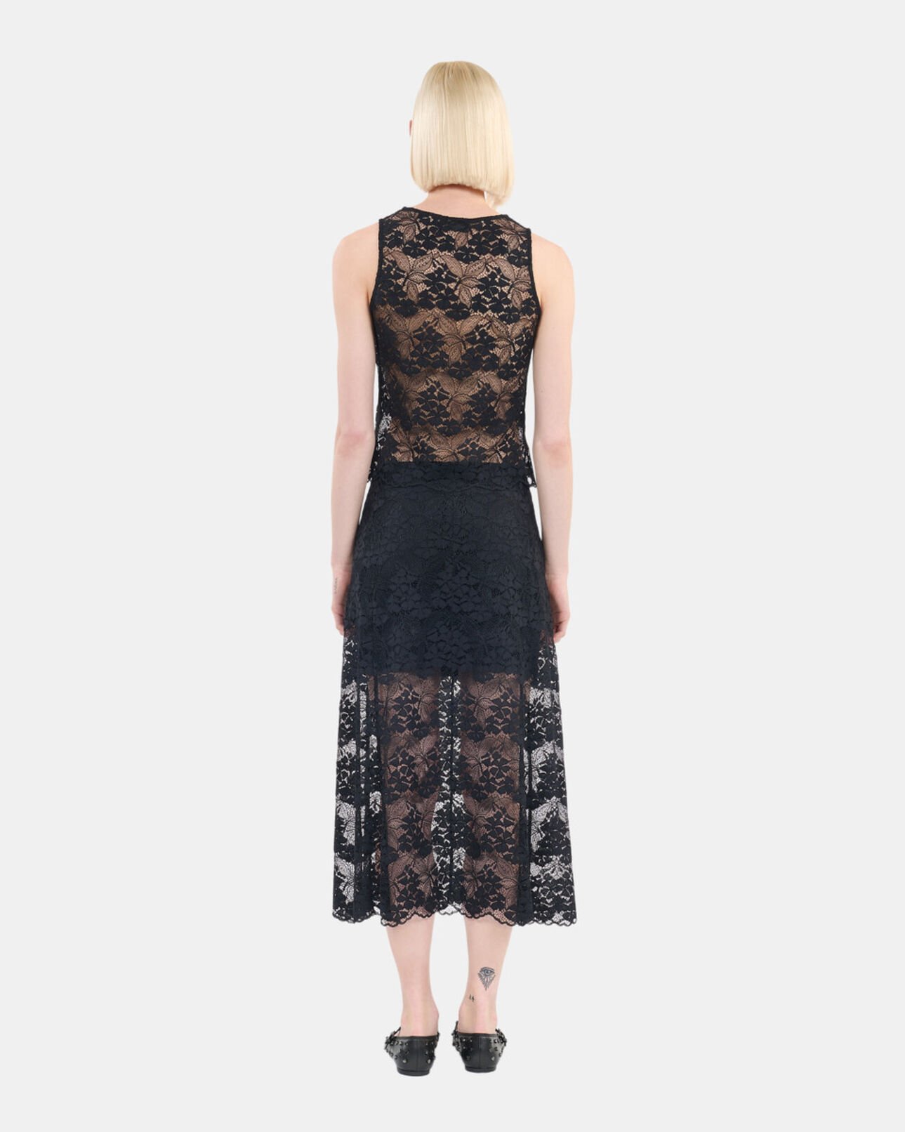 The Kooples WOMEN BLACK long black lace skirt