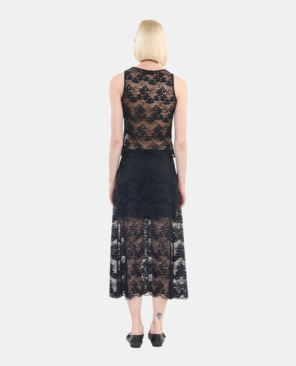 The Kooples FEMME BLACK jupe longue en dentelle noire
