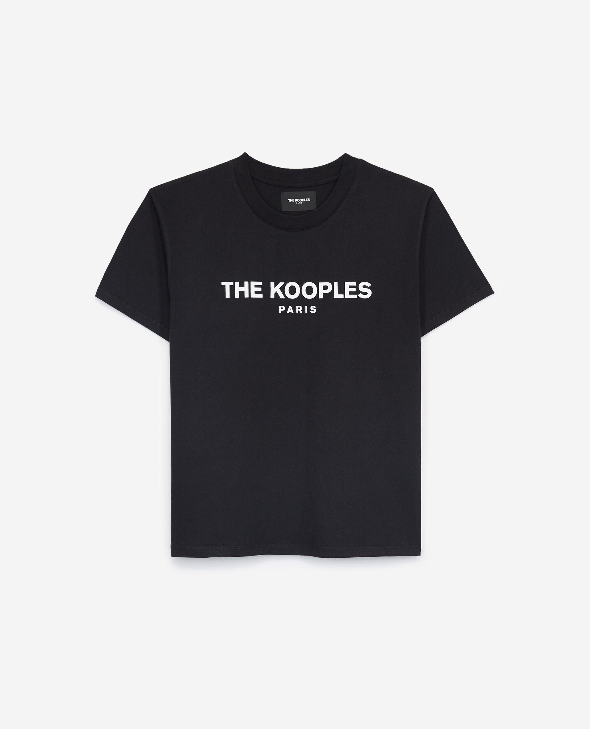 Black rock cotton T-shirt with Kooples logo, BLACK, hi-res image number null