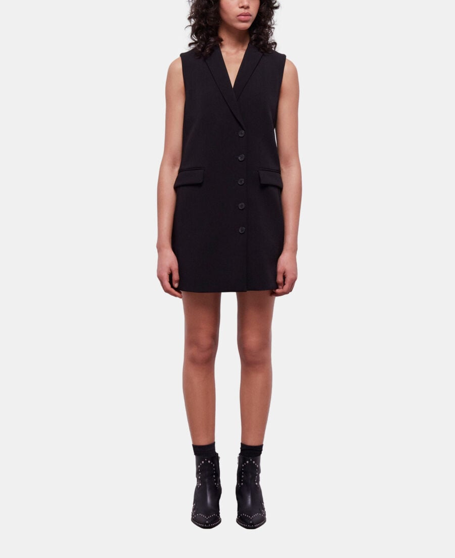 The Kooples WOMEN BLACK short black crepe dress