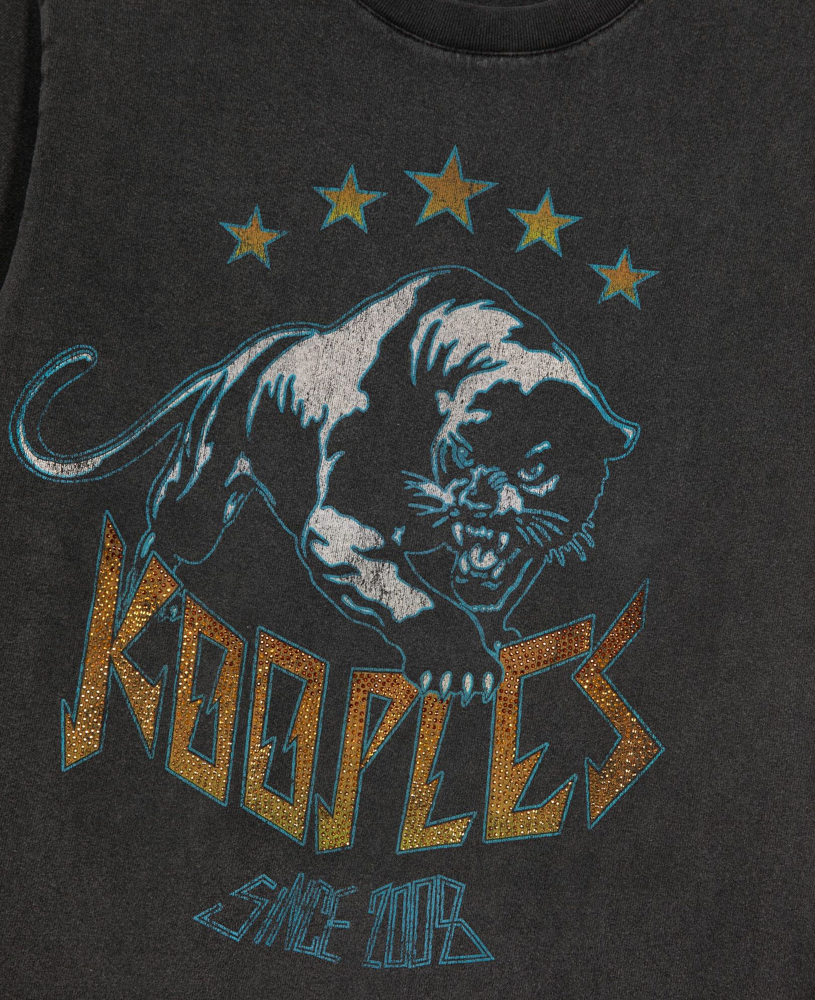 The Kooples WOMEN BLACK WASHED faded black screen print t-shirt