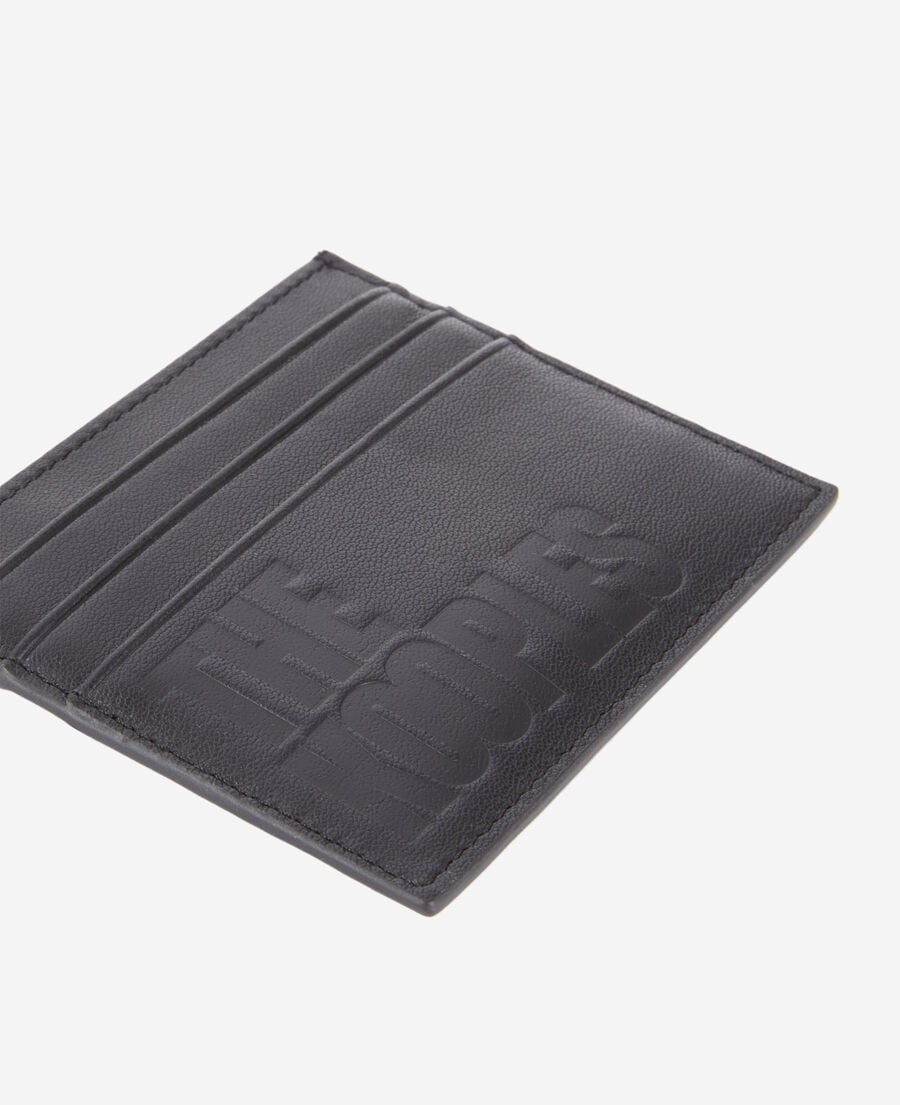 The Kooples HERREN BLACK schwarzes kartenetui aus leder mit logo