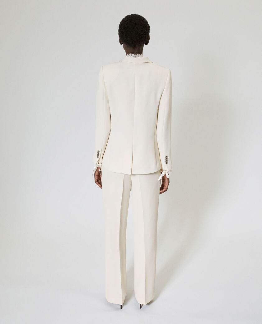 The Kooples WOMEN OFF WHITE suit jacket with ecru lace band