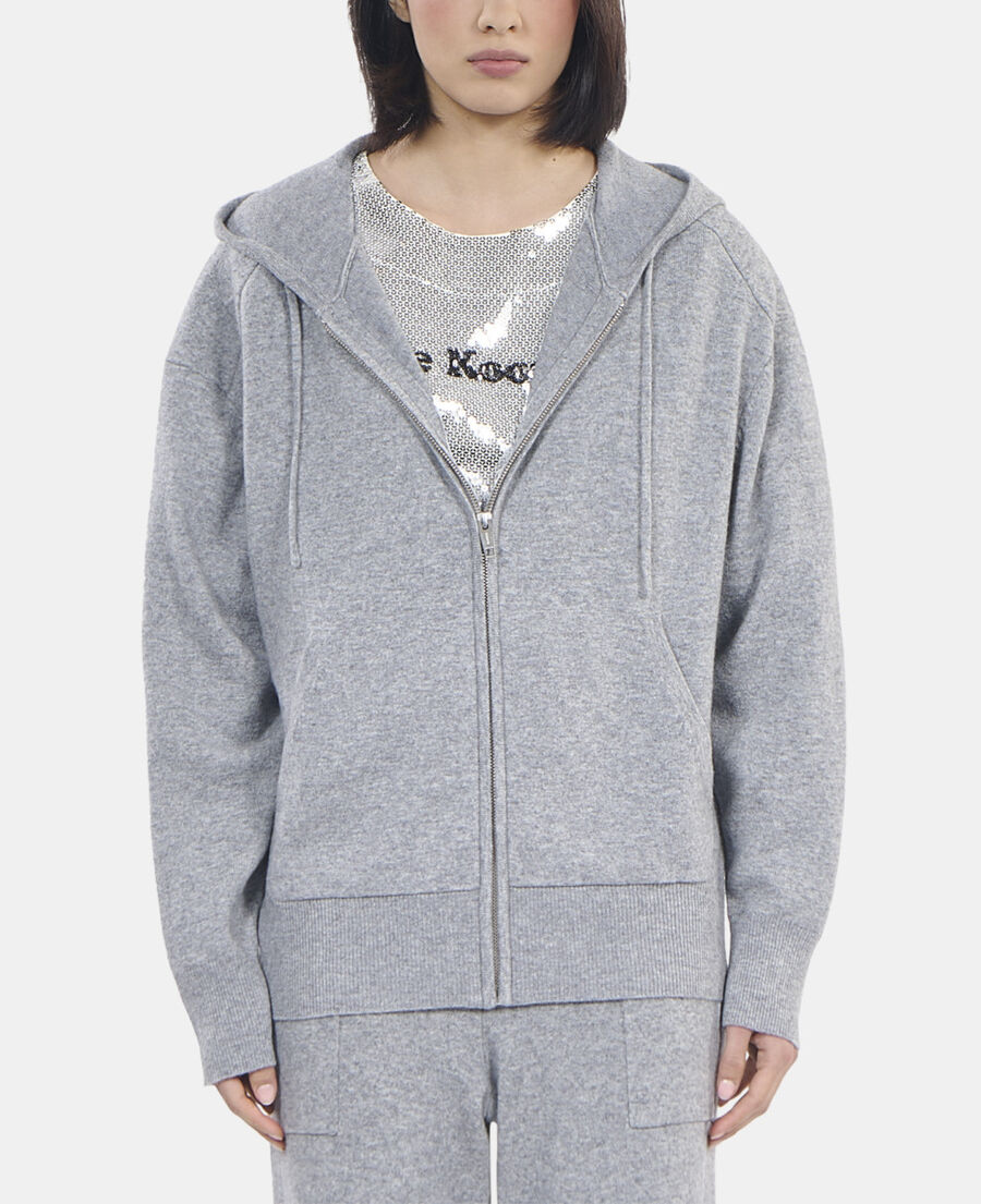The Kooples F MIDDLE GREY MEL grey wool and cashmere hoodie