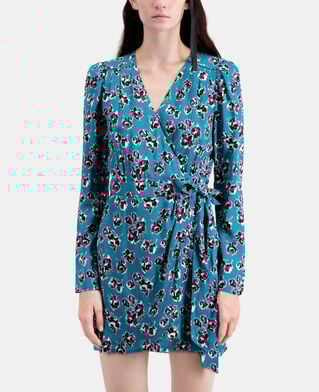 The Kooples FEMME PINK - BLUE robe portefeuille courte imprimée