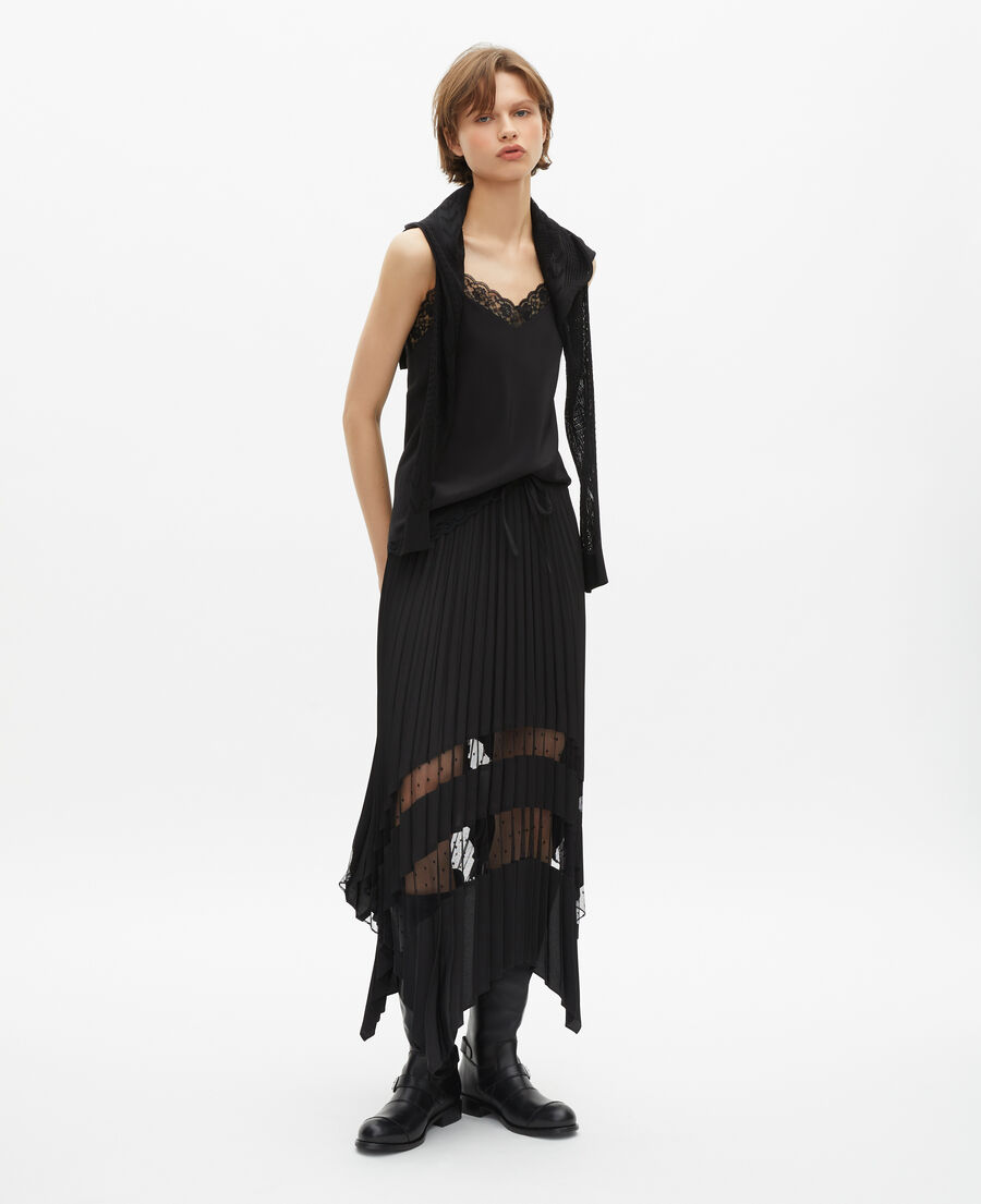 The Kooples WOMEN BLACK long black pleated skirt