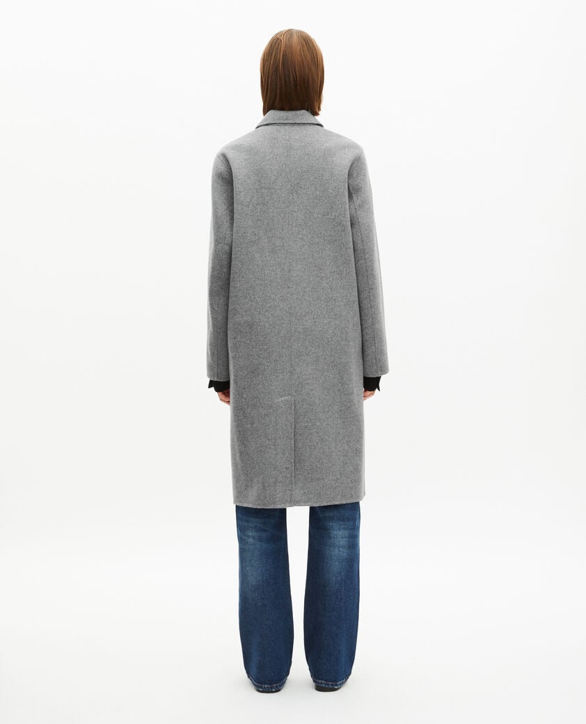 The Kooples FEMME GREY manteau long en laine double face avec cape gris