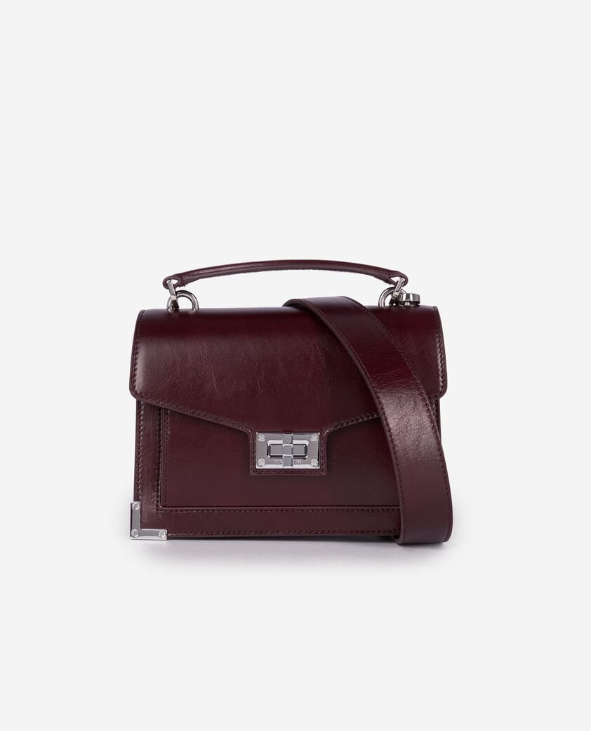 The Kooples WOMEN BORDEAUX emily small bag in burgundy cracked leather