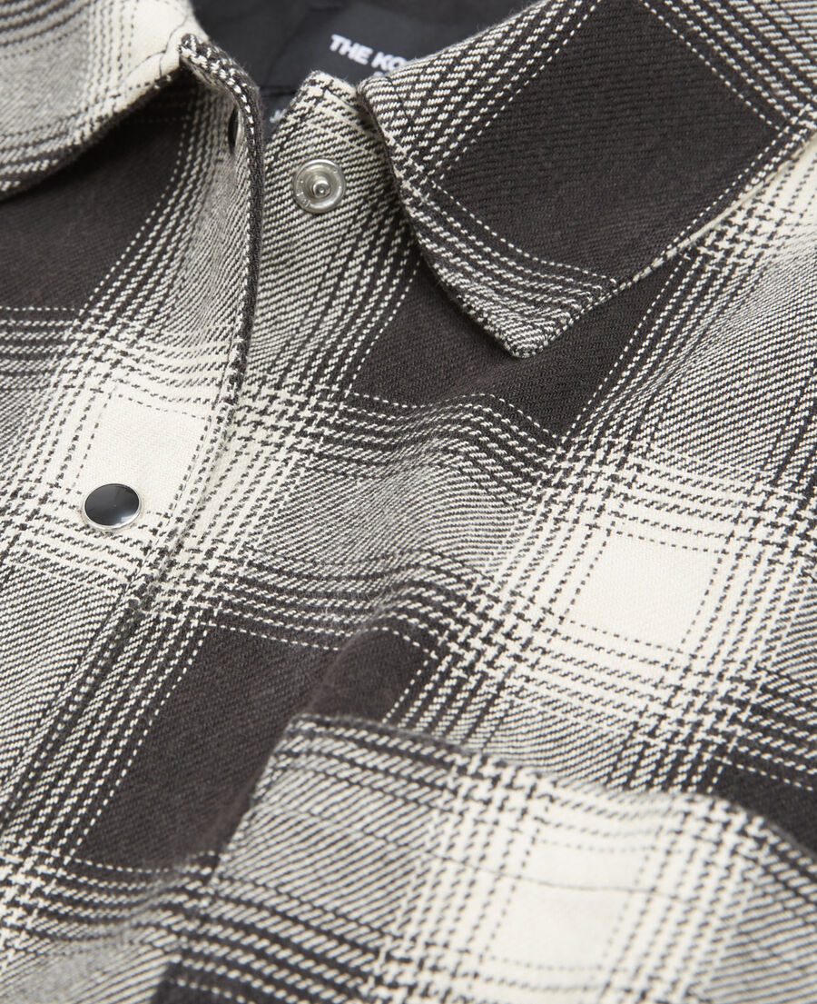 hemd ecru und schwarz oversize karomuster