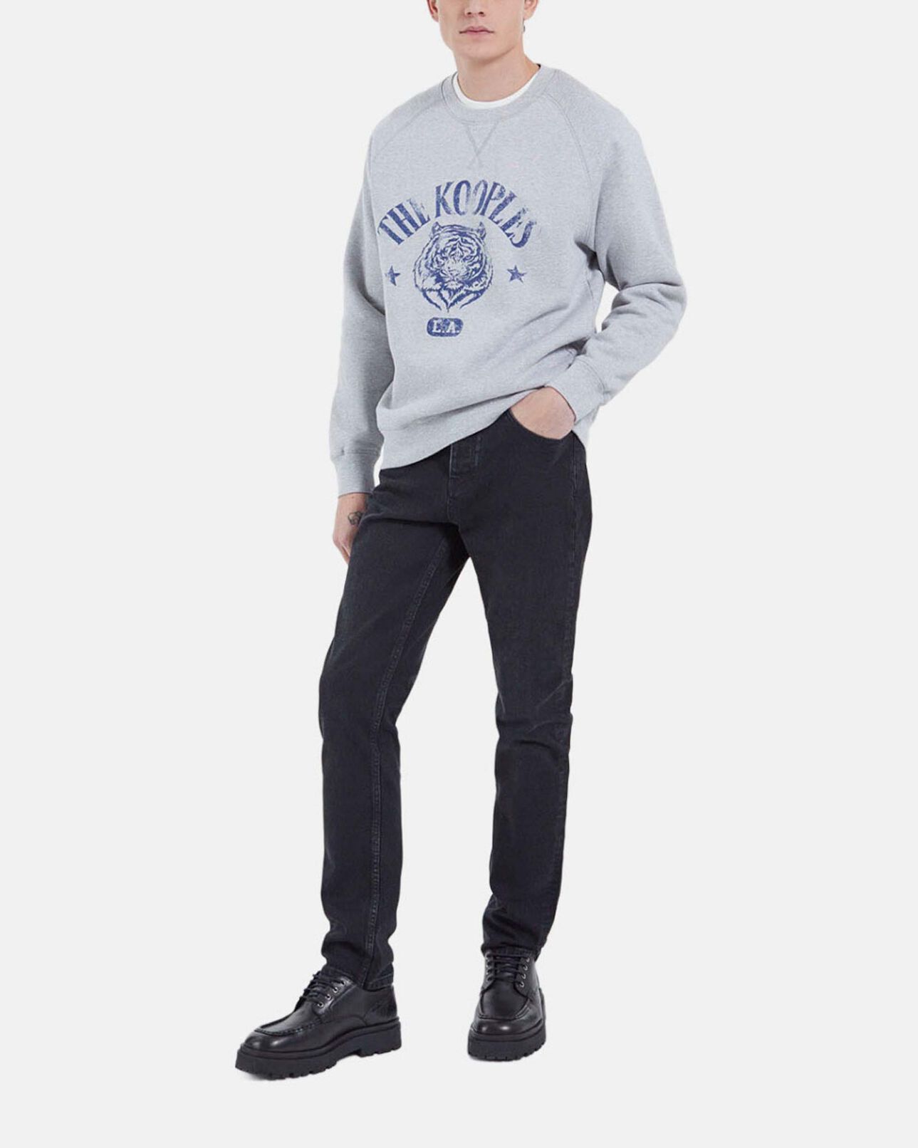 The Kooples HOMBRE MIDDLE GREY MELANGE sudadera tigre